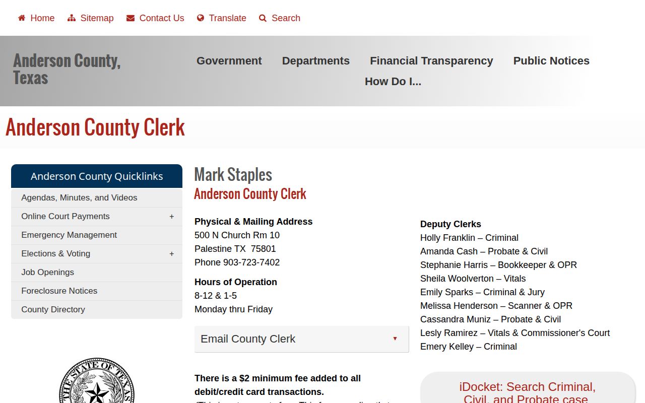 Anderson County Jail release record court source