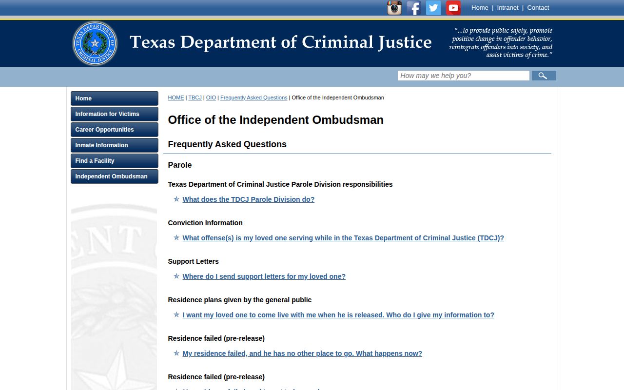 TDCJ parole release and scheduling FAQ