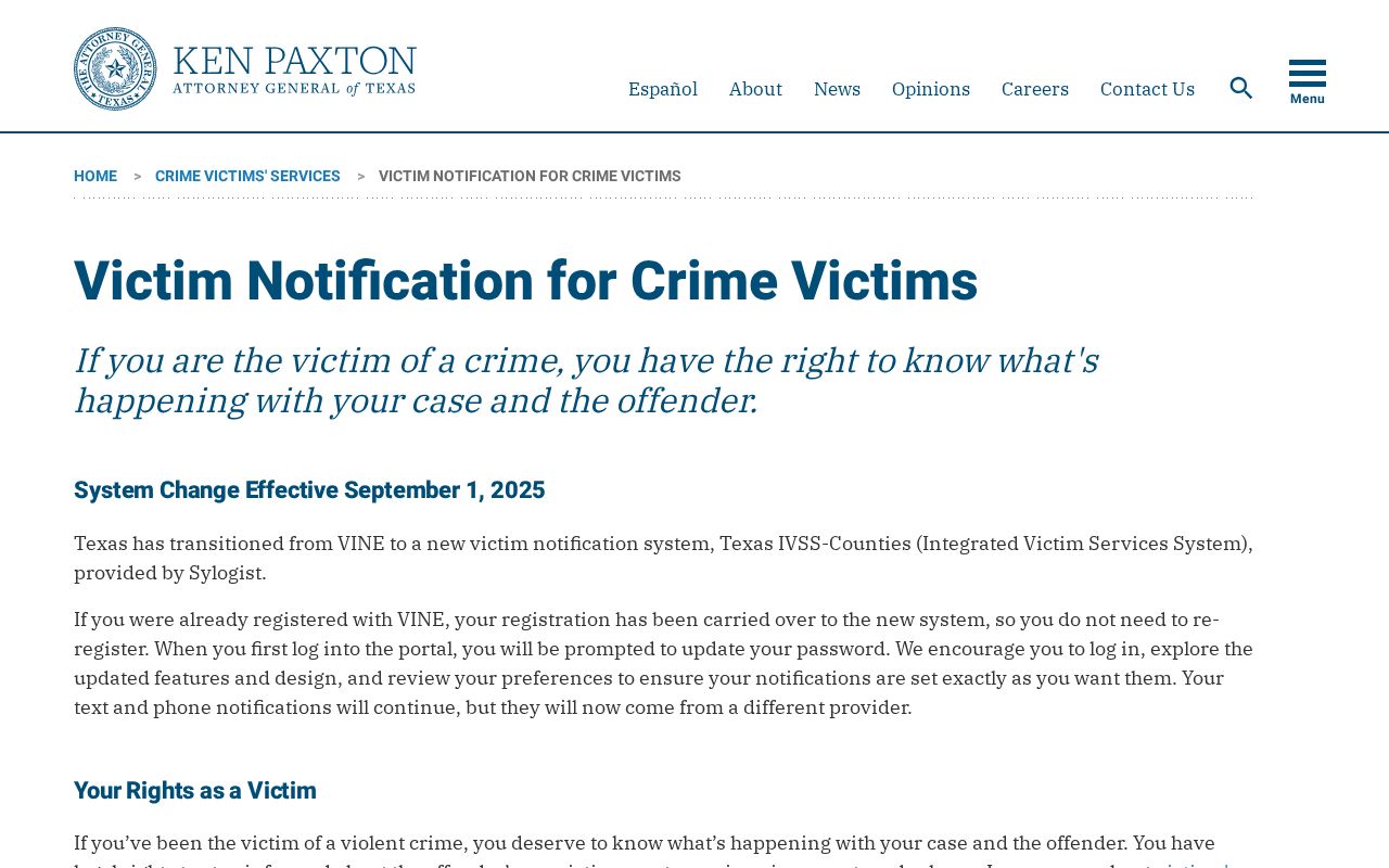 Texas Attorney General page explaining the VINE to IVSS transition